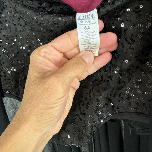 Weissman dance bottoms with attached skirt.  Sequins black womens small costume - Picture 6 of 6